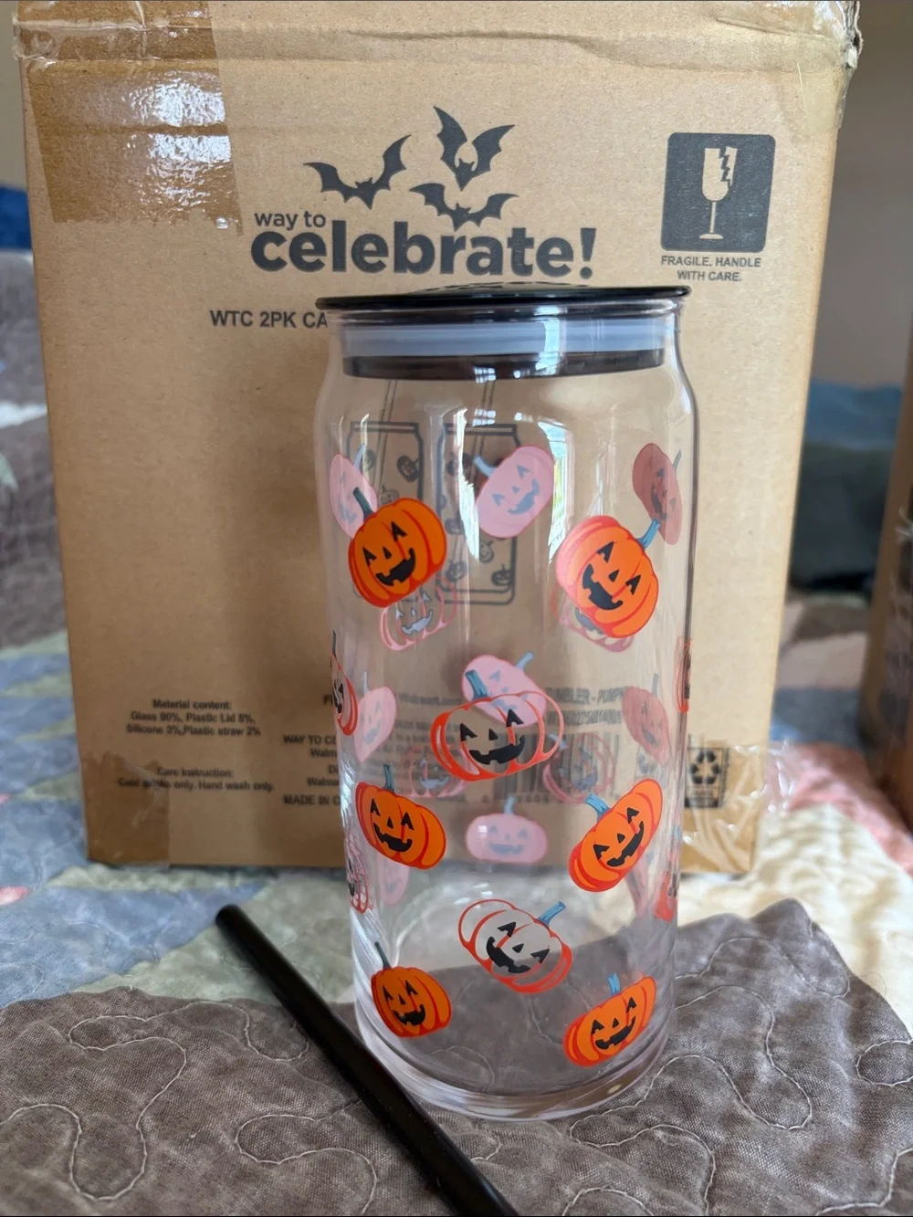 Halloween Pumpkin Glass Tumbler